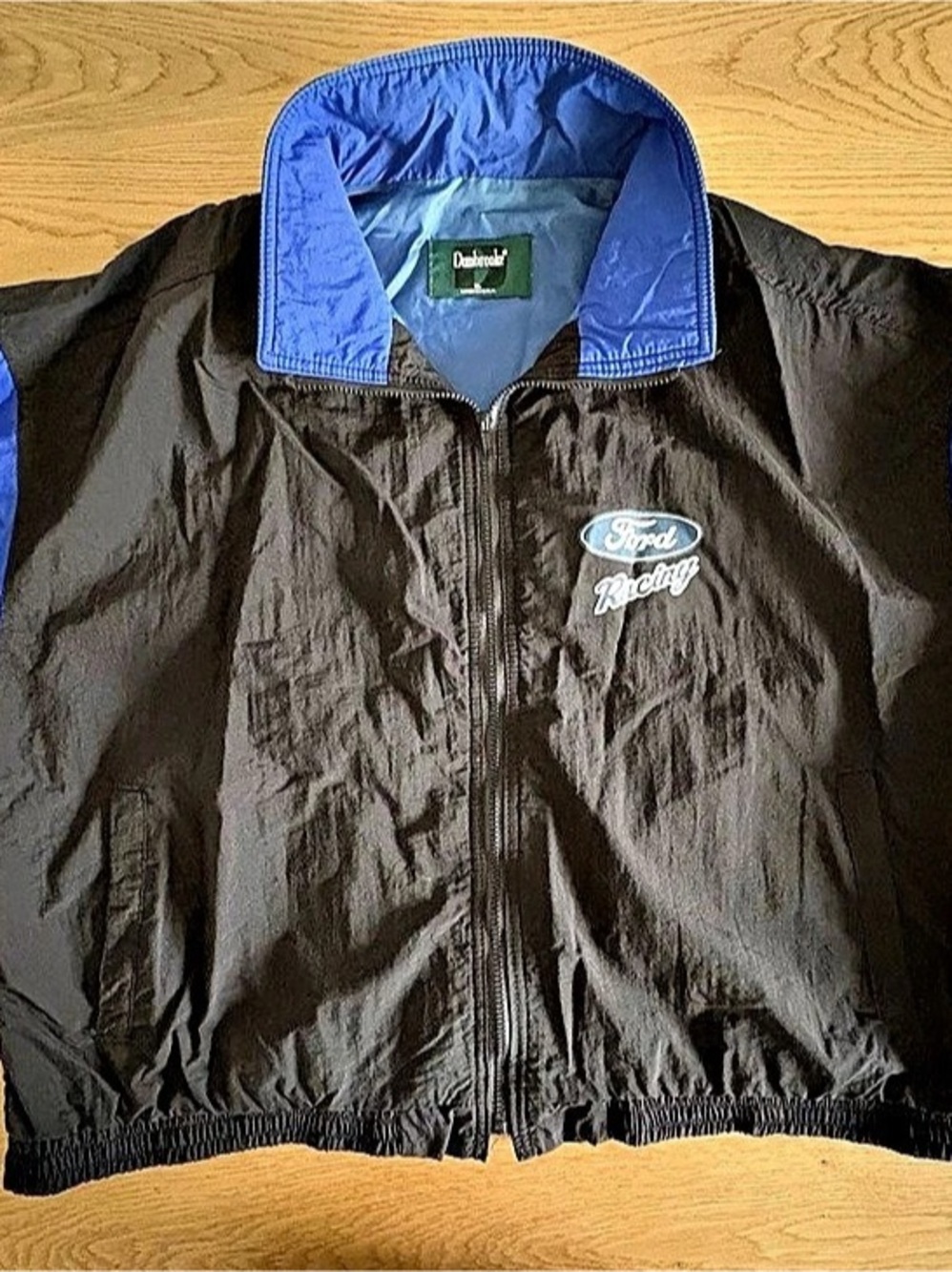 Vintage Dunbrooke Ford Racing Windbreaker Jacket XL Black Blue Made in USA6